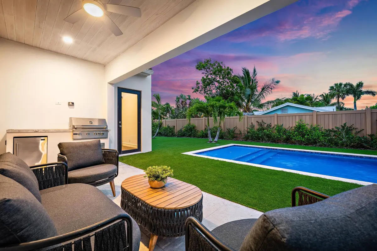 Covered Patio / Pool at 309 Cascade Lane, Palm Beach Shores