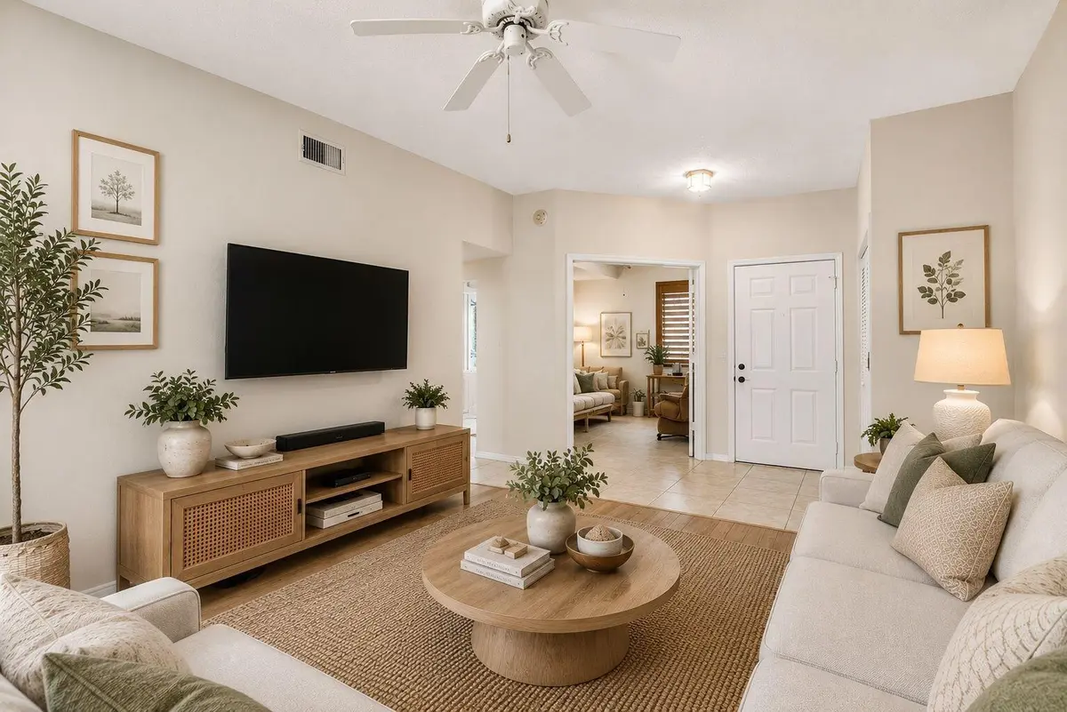 Virtually Staged Living Room 2 at 301 Sea Oats Drive A, Juno Beach