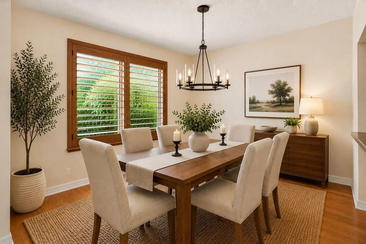 Virtually Staged Dining Room at 301 Sea Oats Drive A, Juno Beach