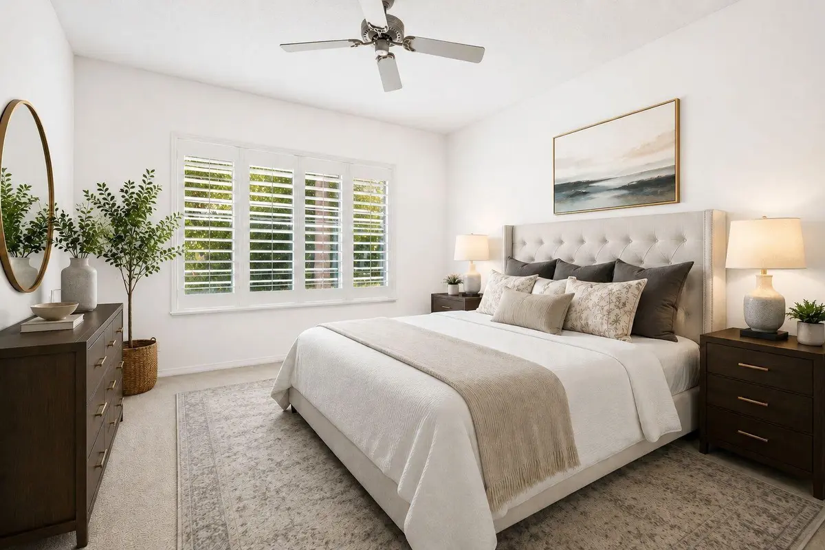 Virtually Staged Master Bedroom at 301 Sea Oats Drive A, Juno Beach