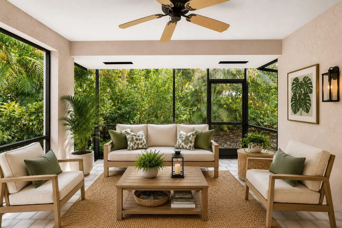 Virtually Staged Patio at 301 Sea Oats Drive A, Juno Beach