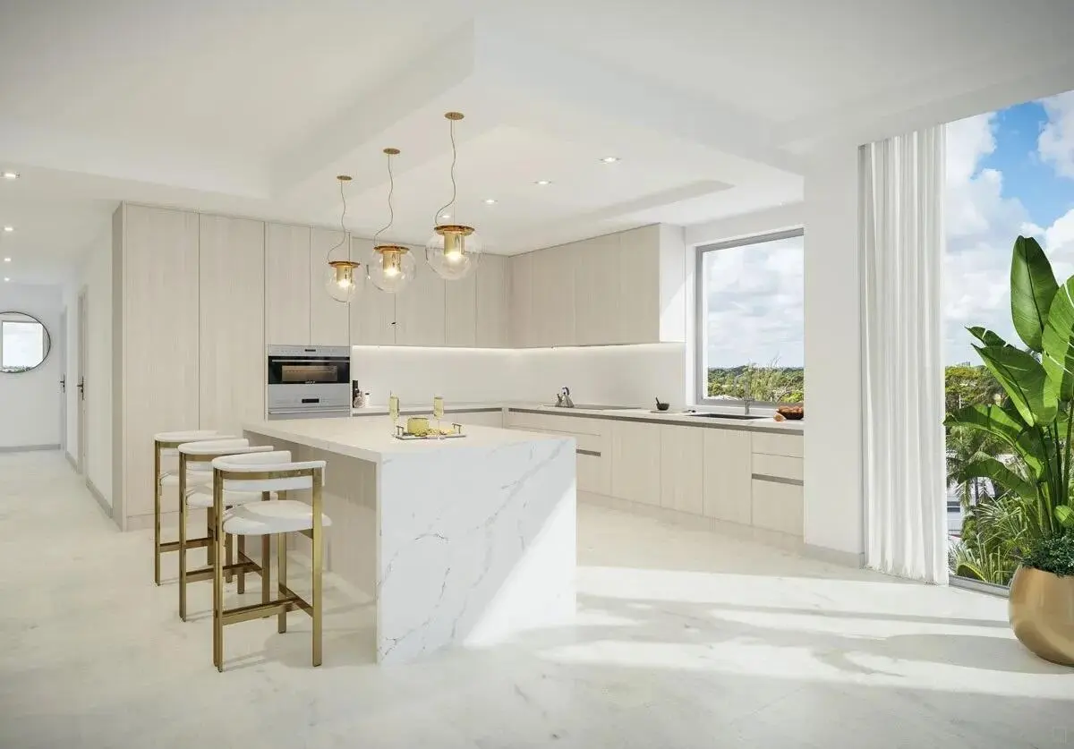 Salato Unit-C-Ktchen-with-White-flooring at 305 Briny Avenue 406, Pompano Beach