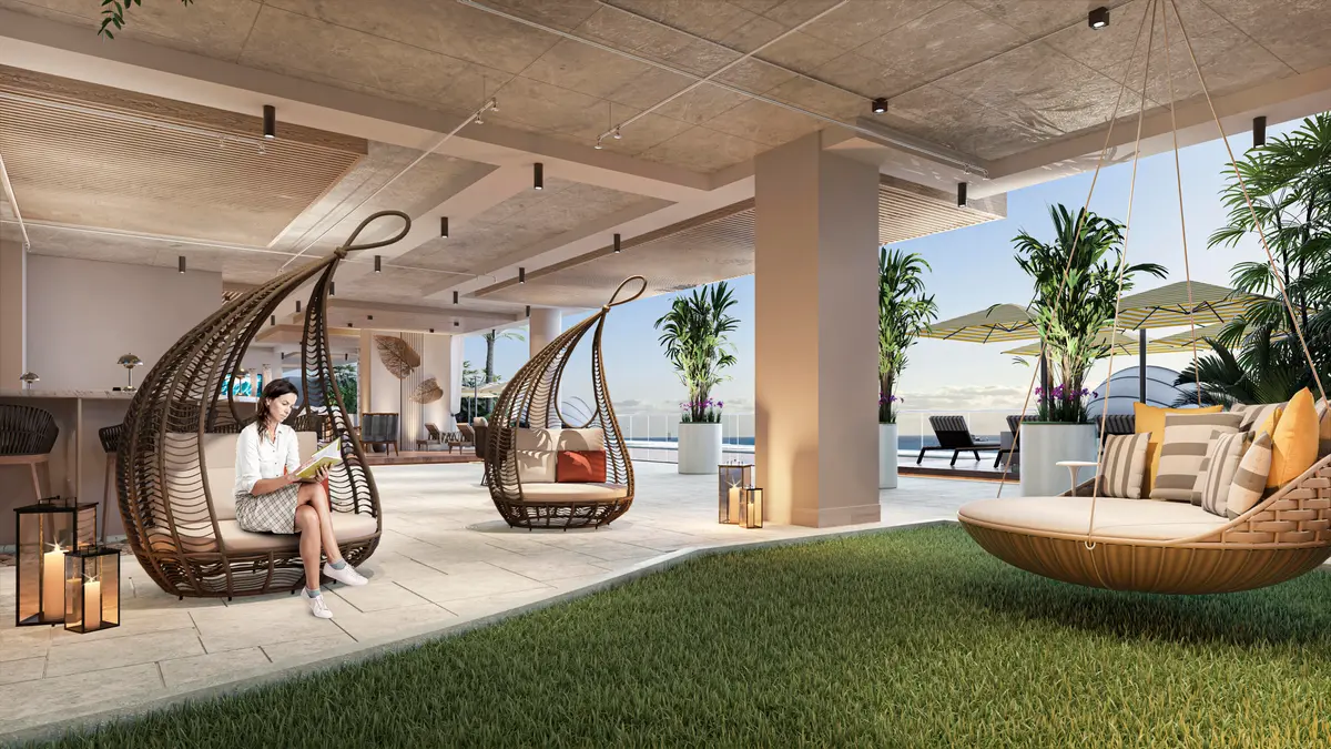 AmenityDeck_CabanaSeating at 305 Briny Avenue 406, Pompano Beach