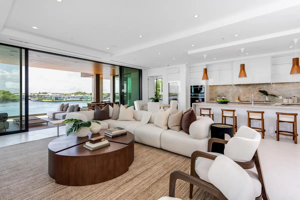 WATERVIEW LIVING ROOM at 900 Lago Mar Lane Penthouse, Boca Raton