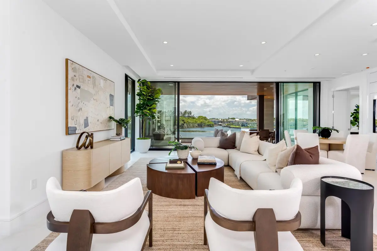 WATERVIEW LIVING ROOM at 900 Lago Mar Lane Penthouse, Boca Raton