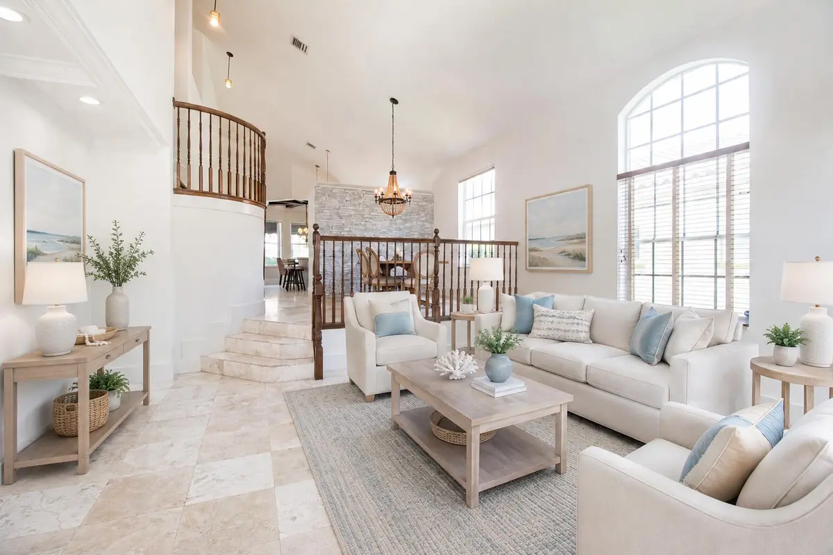 Staged living room at 2060 Reston Circle, Royal Palm Beach