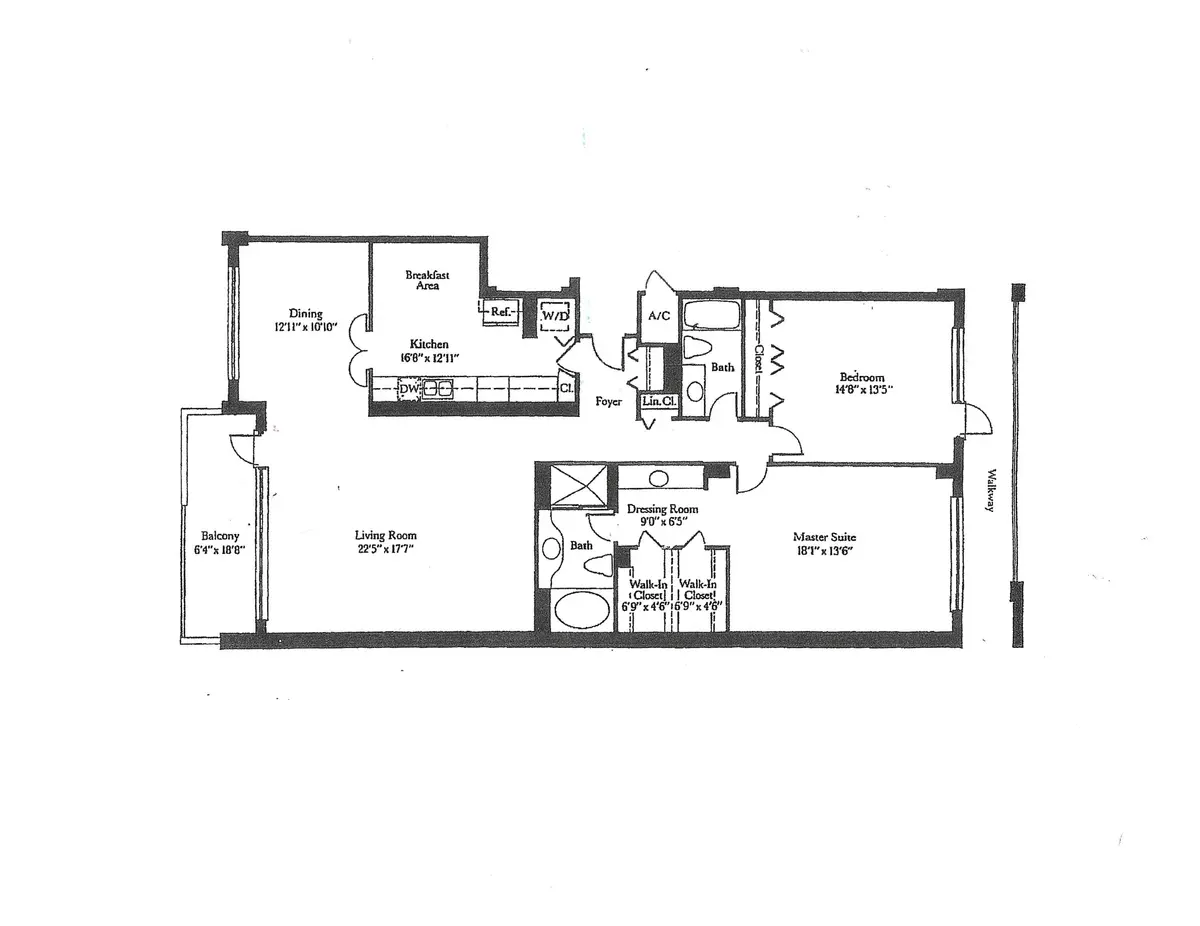 Condo Floor Plan at 5100 N Ocean Boulevard 517, Lauderdale-By-The-Sea