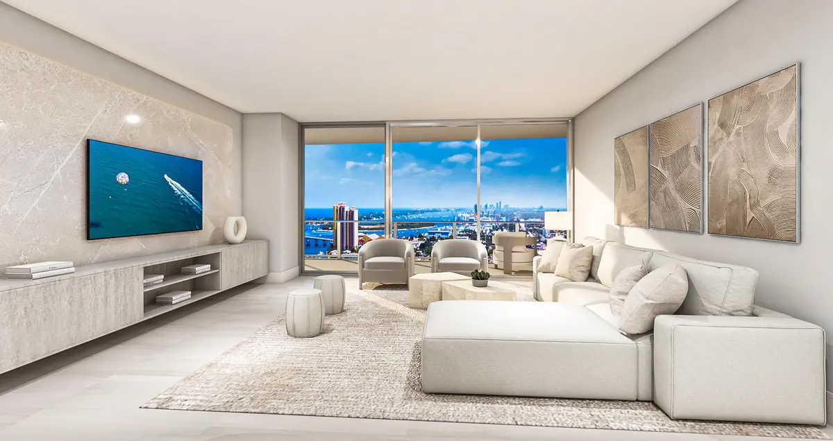 A.06 Great Room Rendering at 220 Lake Shore Drive 1111, Lake Park