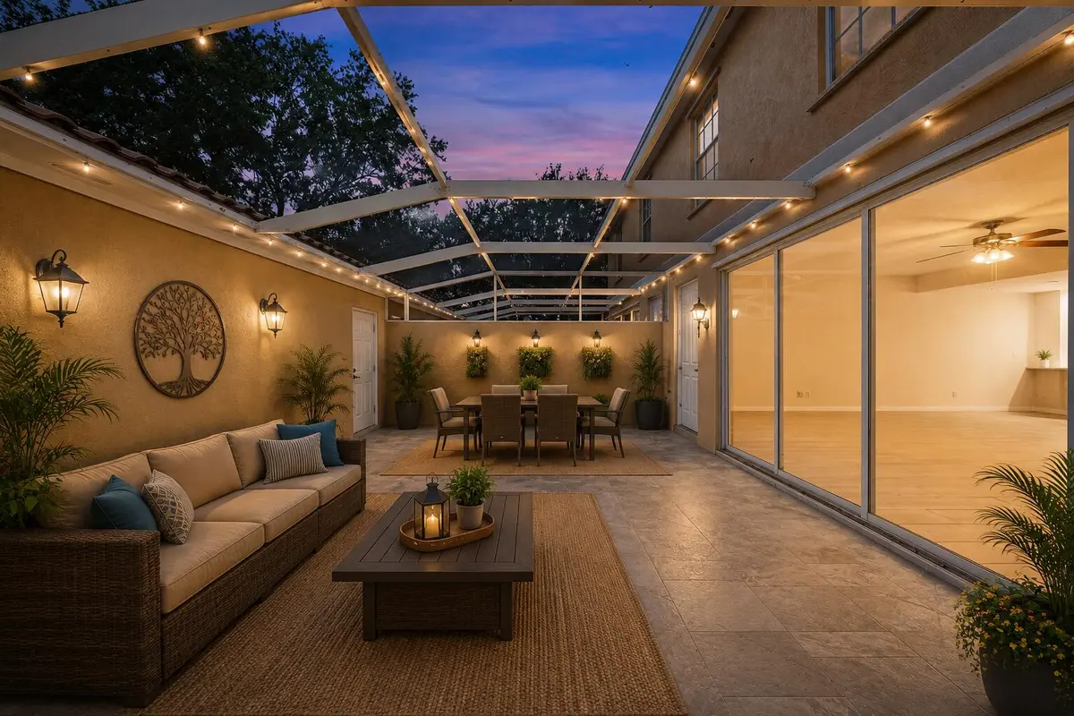 Screened Patio - Virtually Staged at 1856 Jeaga Drive, Jupiter