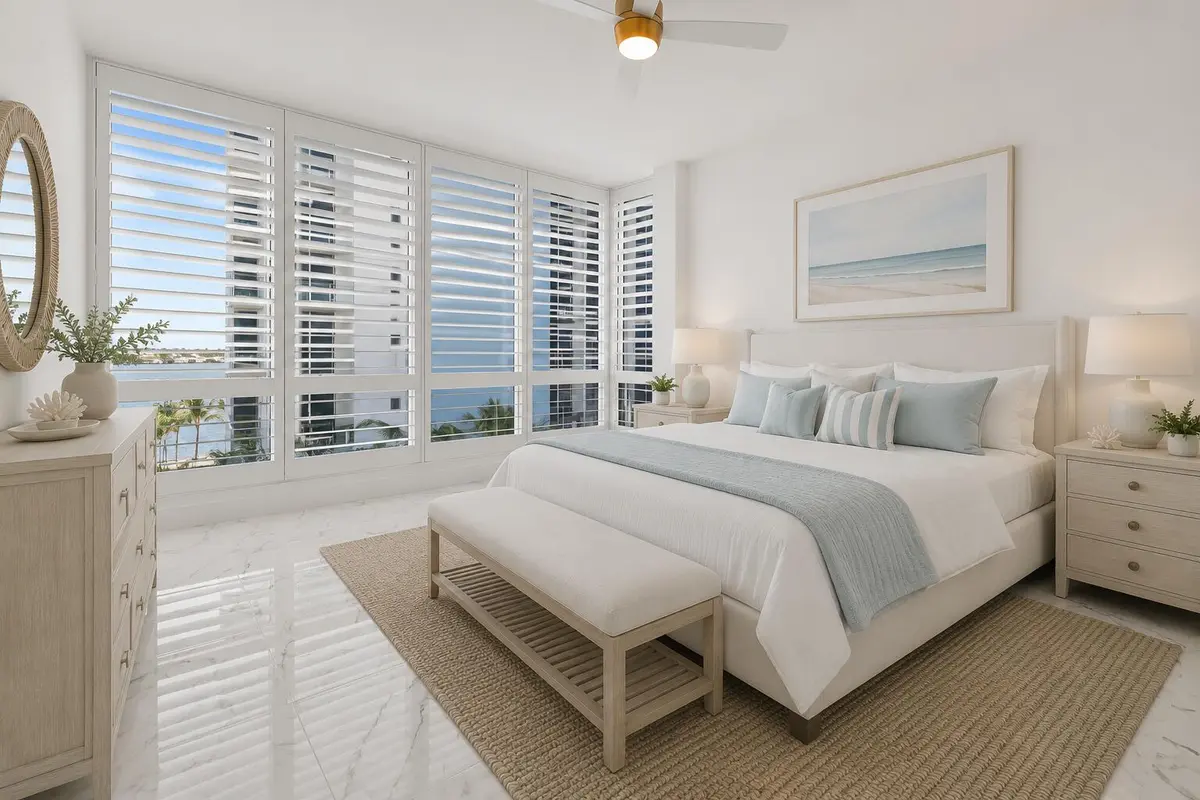 Primary Virtually staged at 1 Water Club Way 604, North Palm Beach