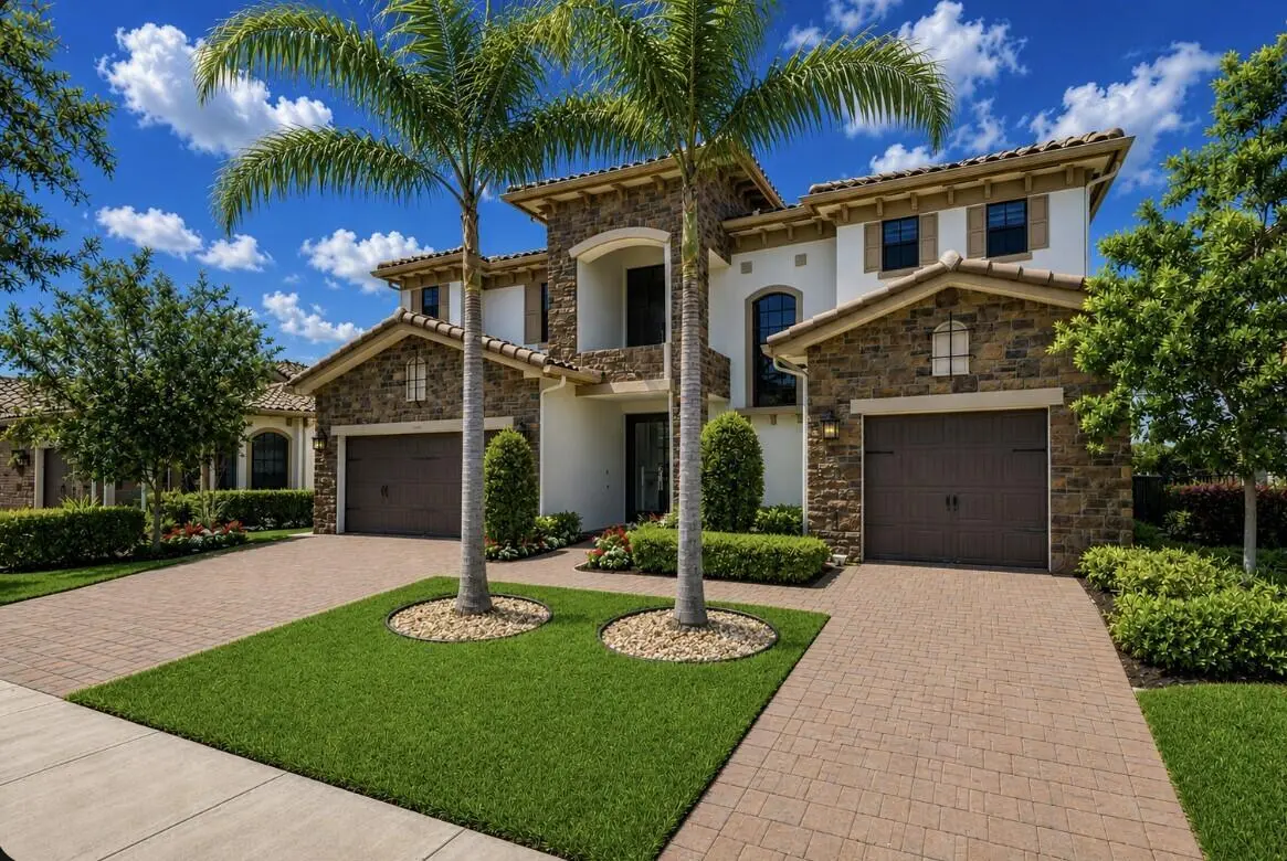front with palms at 10271 Peninsula Place, Parkland