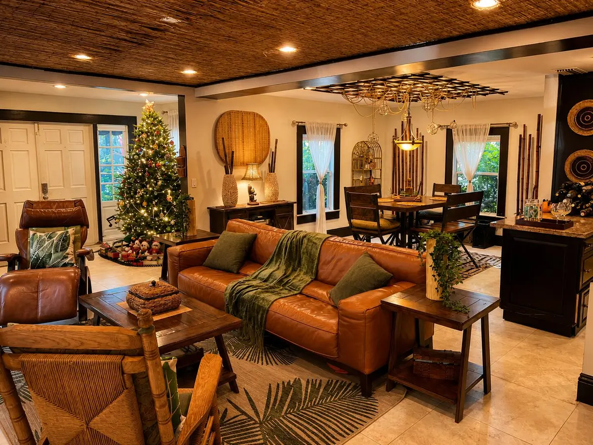Living room view towards dining room at 535 N Victoria Park Road, Fort Lauderdale
