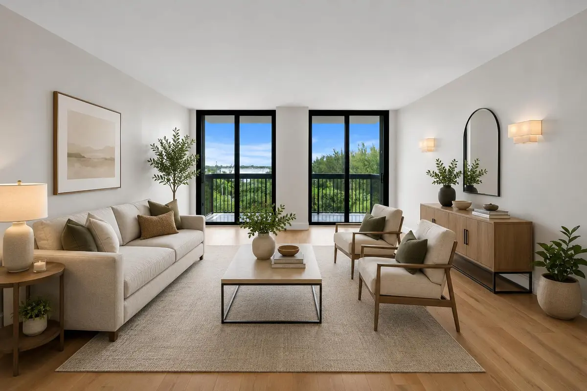 Staged _ living room at 2900 NE 14th Street Causeway #605, Pompano Beach