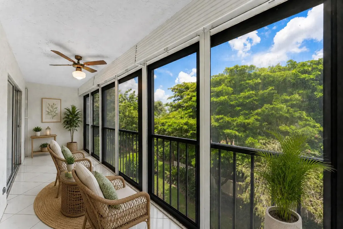 Screened-In Balcony (Virtually Staged) at 7301 Amberly Lane 402, Delray Beach