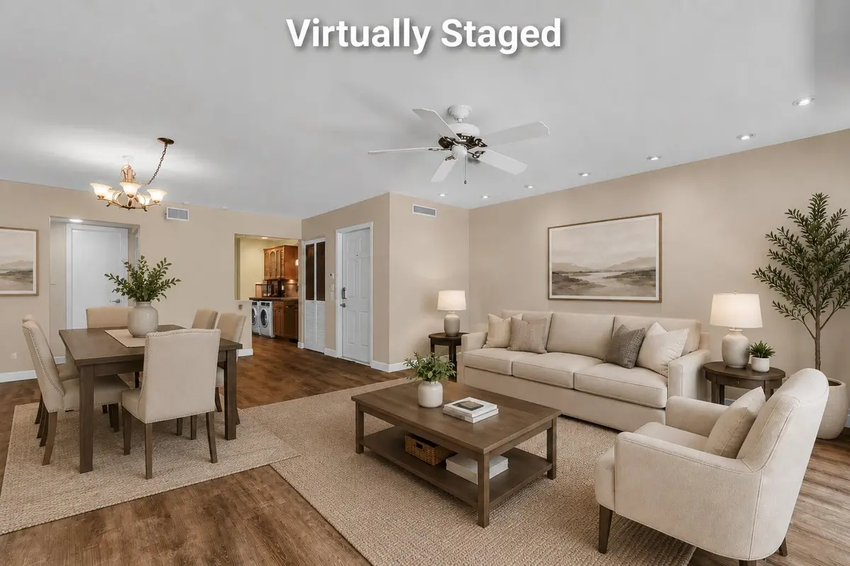 Virtually Staged Dining Area_Living Room at 4140 N Ocean Drive 101e, Lauderdale-By-The-Sea