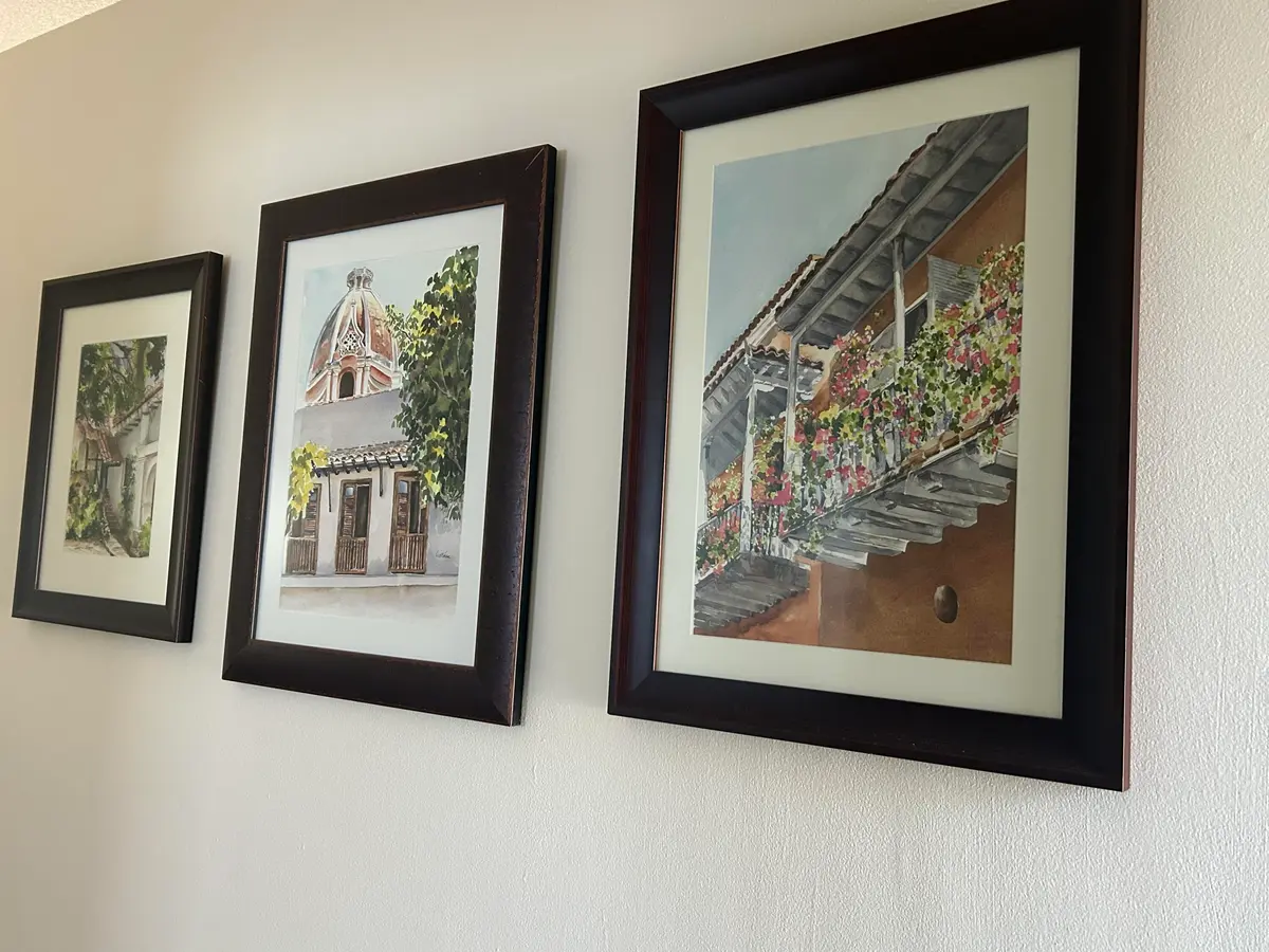 Watrecolors in Entry Hallway at 23370 Sedawie Drive, Boca Raton