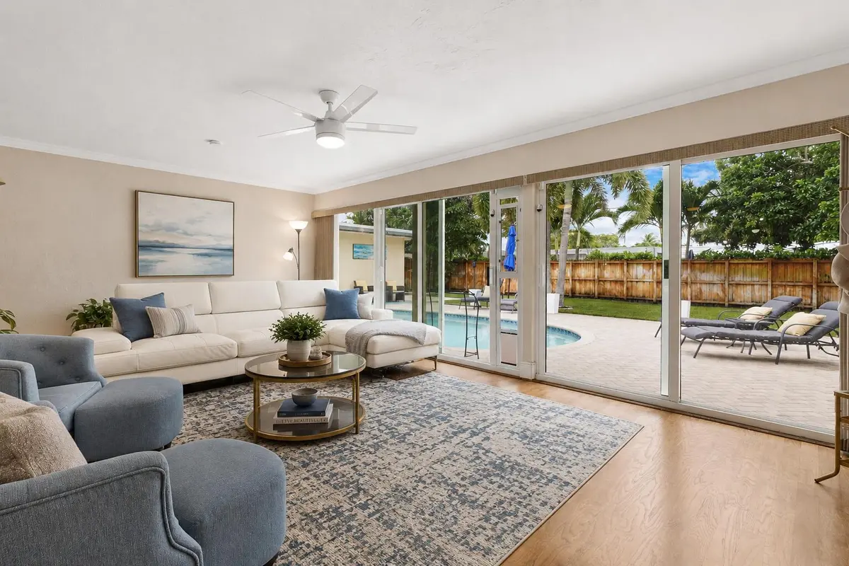 Family Room 2 Staged at 2070 NE 63rd Street, Fort Lauderdale
