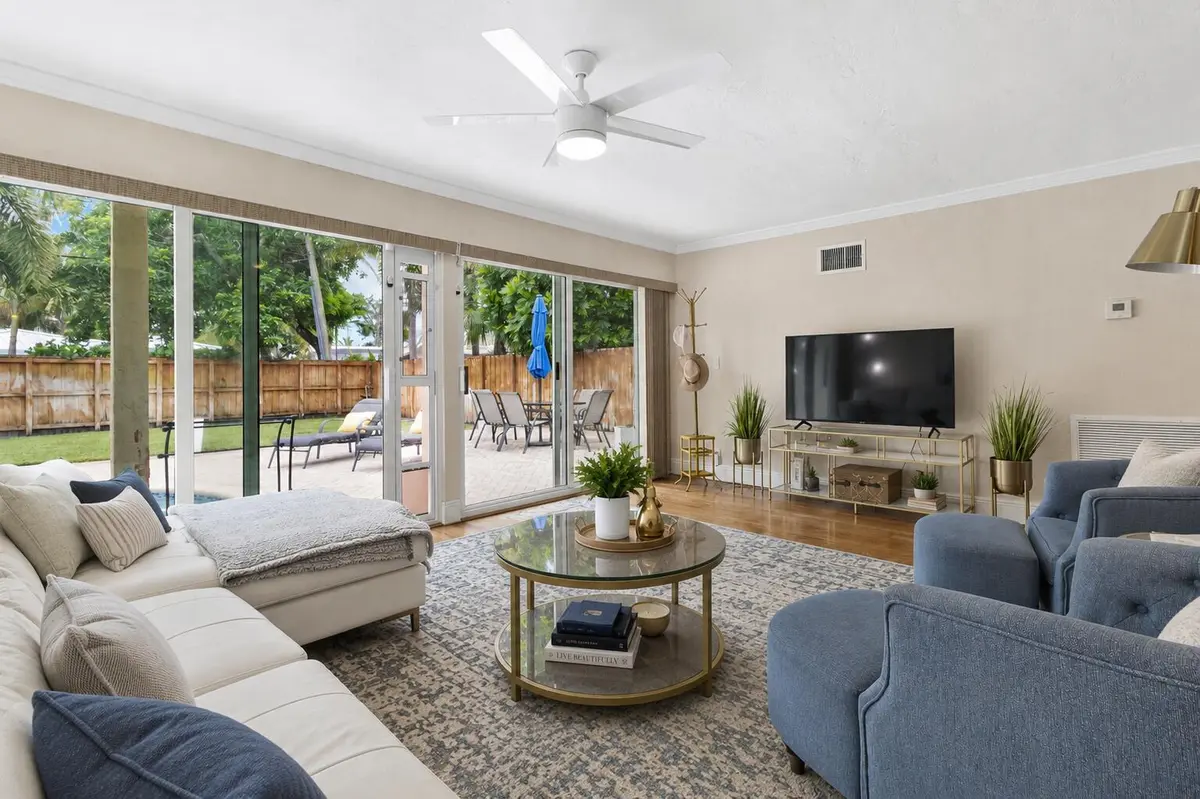 Family Room Staged at 2070 NE 63rd Street, Fort Lauderdale