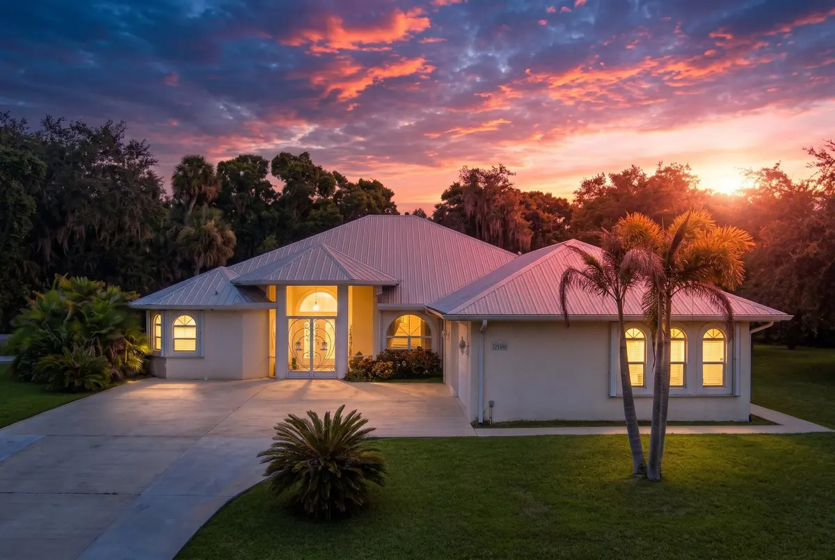 Front of Home Twilight at 2305 Winding Creek Lane, Fort Pierce