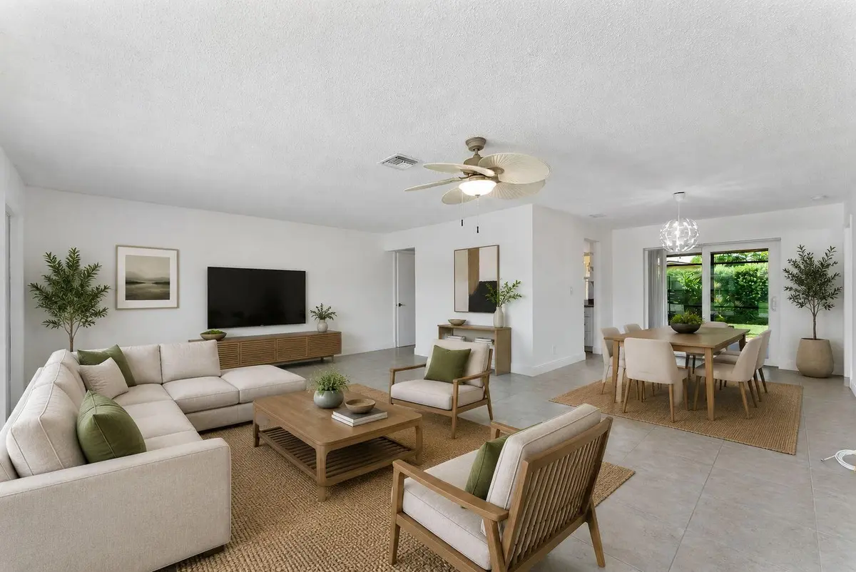 staged living room at 6396 Whispering Wind Way, Delray Beach