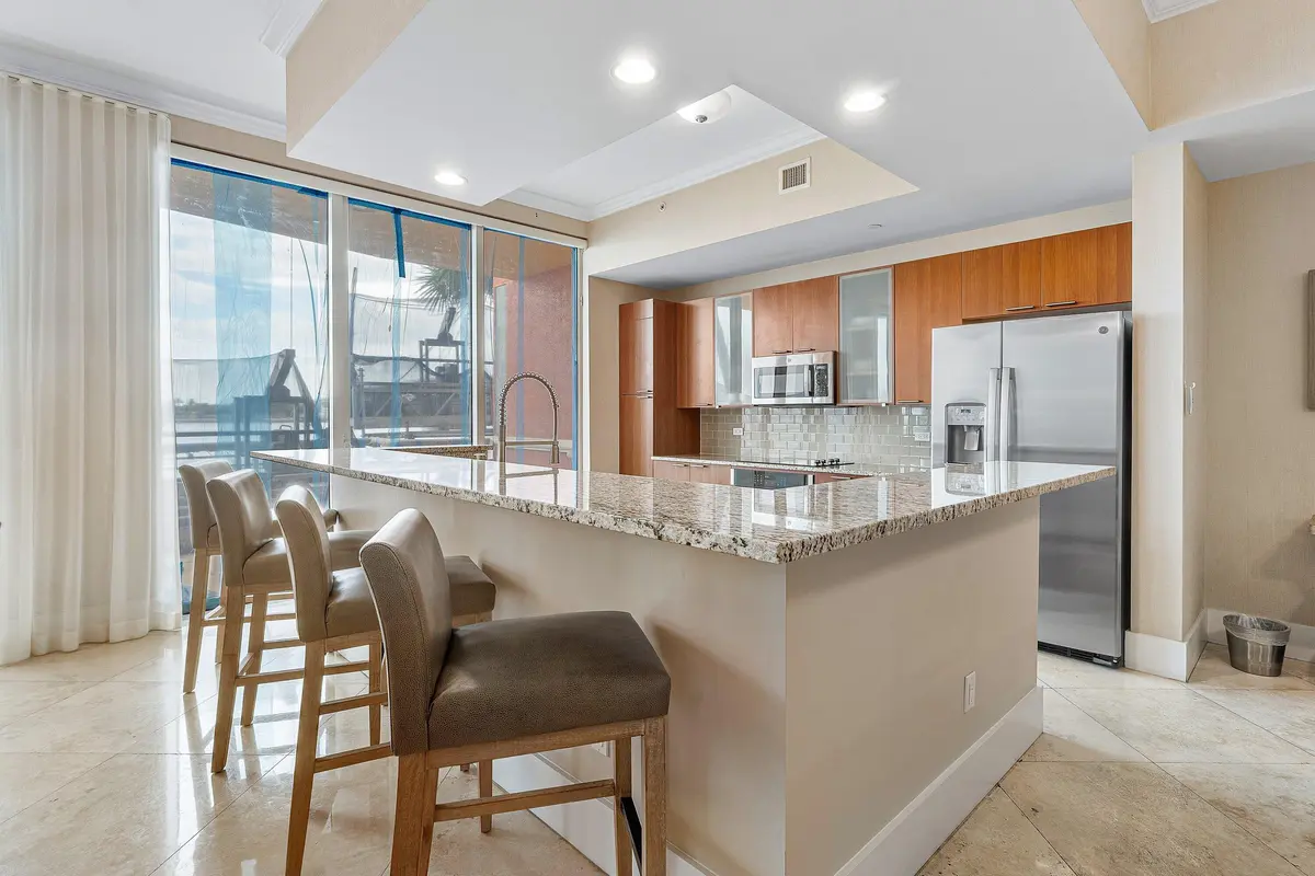 Only Floor Plan w Kitchen Slider at 2640 Lake Shore Drive 107, Riviera Beach