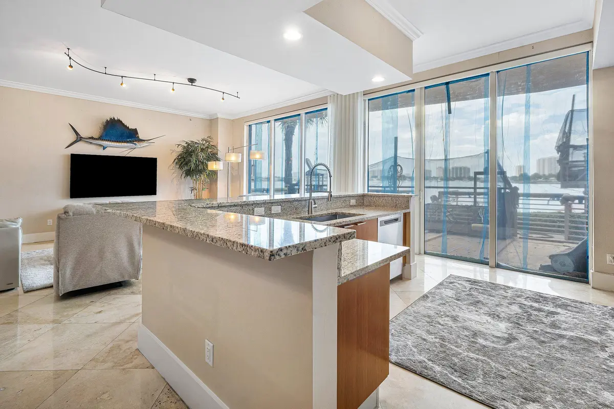 Water View from Kitchen at 2640 Lake Shore Drive 107, Riviera Beach
