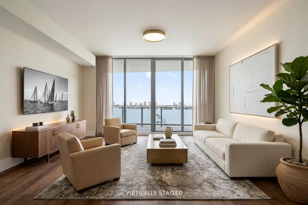 Living Area - Virtually Staged at 220 Lake Shore Drive 1506, Lake Park