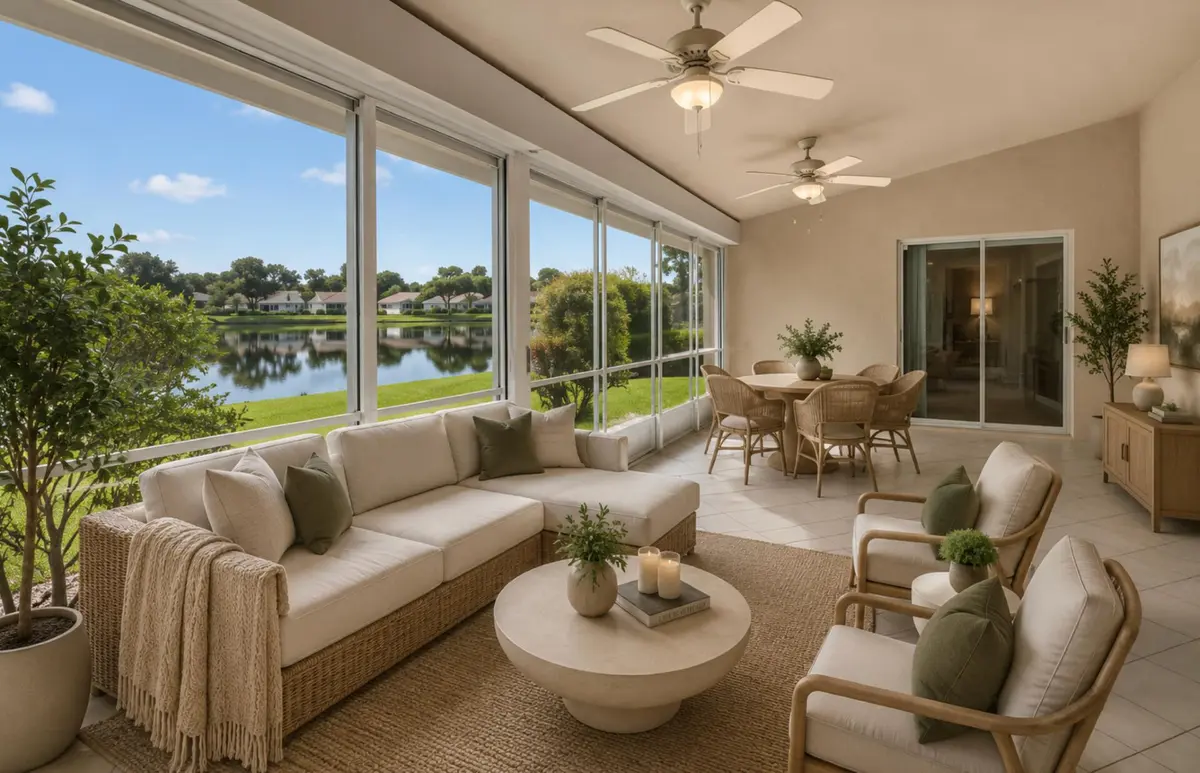 Patio virtually staged at 9875 Harbour Lake Circle, Boynton Beach