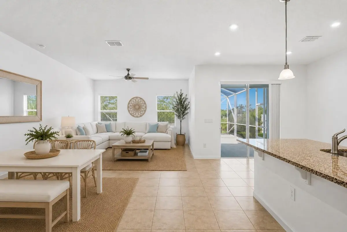 Living dining kitchen STAGED at 4213 Keeson Circle, Vero Beach