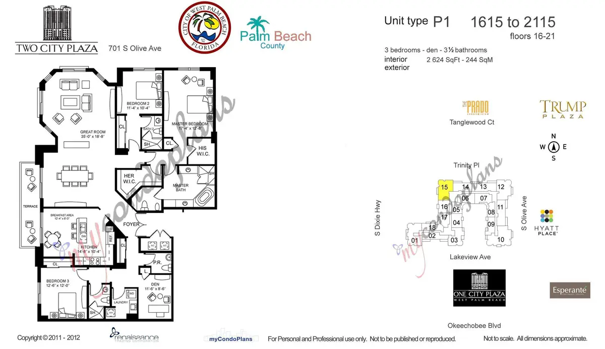 Floor Plan PH1815 at 701 S Olive Avenue 1815, West Palm Beach