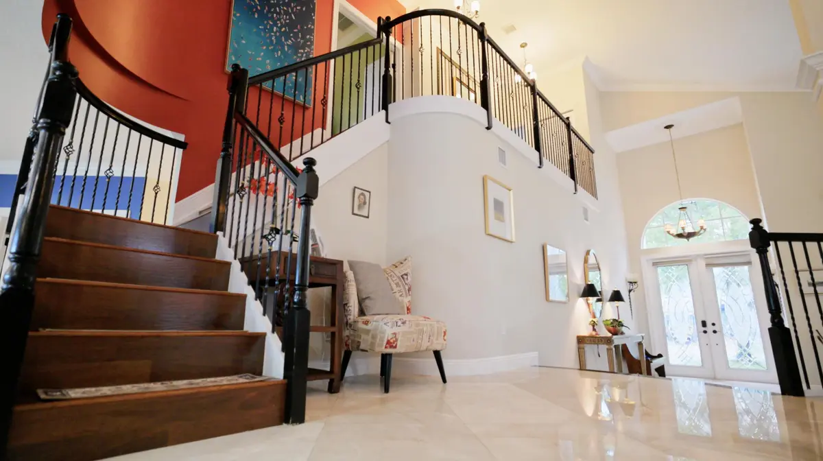 Stairway at 9867 Woolworth Court, Wellington