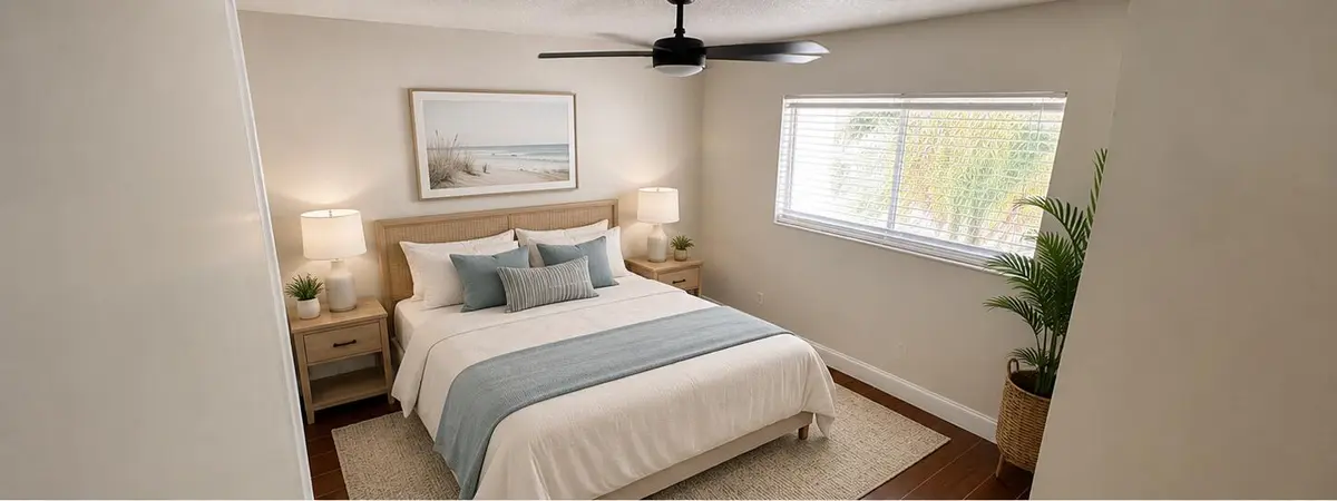 coastal_modern_bedroom_angle_1 at 725 Hummingbird Way 210, North Palm Beach