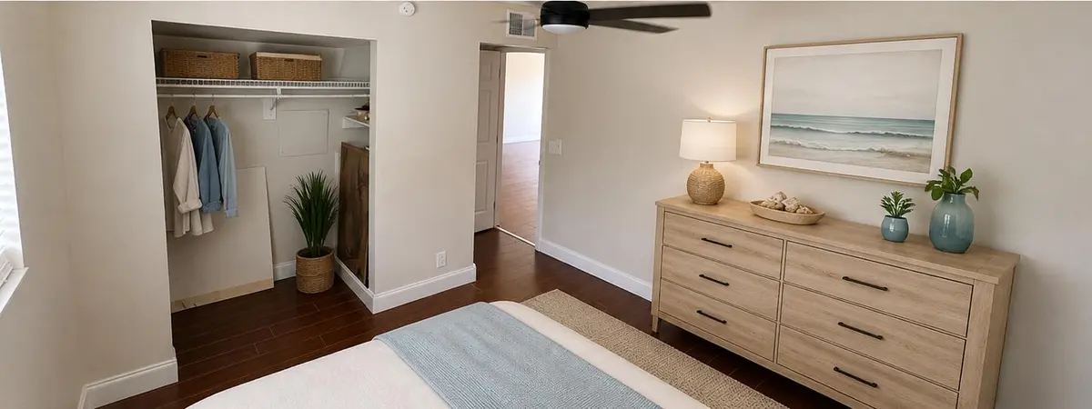coastal_modern_bedroom_angle_2 at 725 Hummingbird Way 210, North Palm Beach