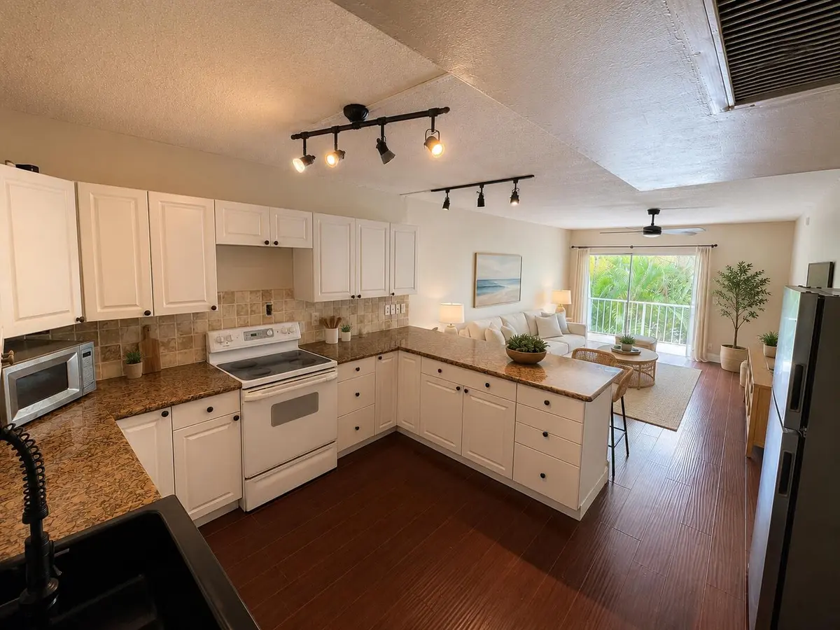 Kitchen staged 1 at 725 Hummingbird Way 210, North Palm Beach