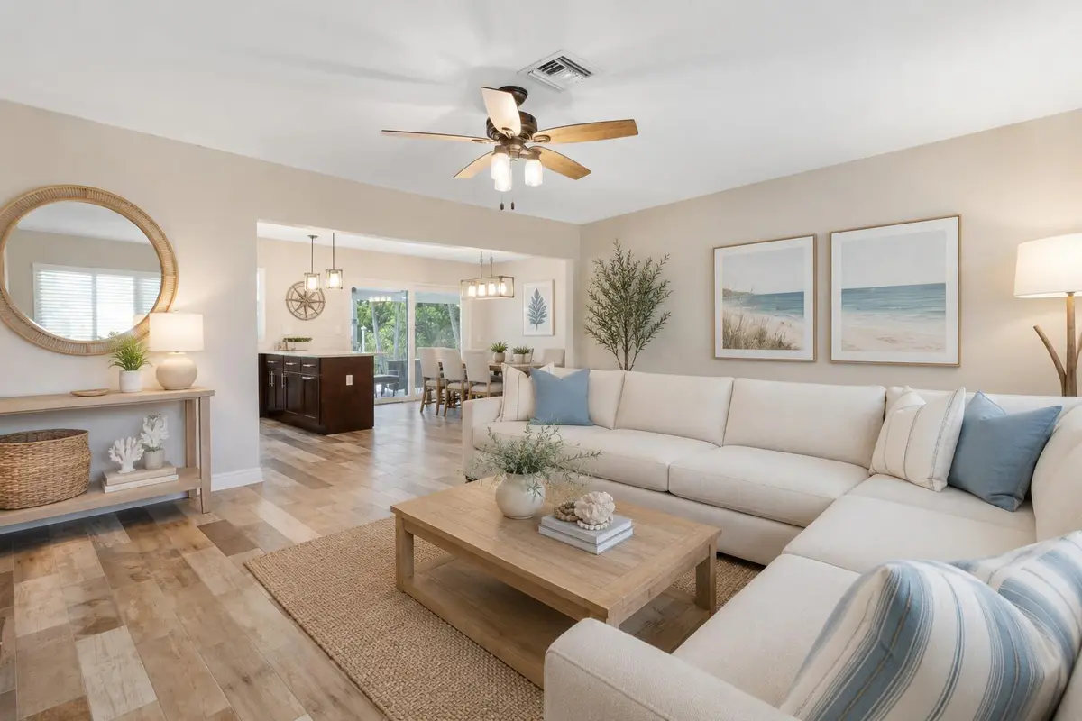 Living Area Staged at 981 SE 10TH Court, Pompano Beach
