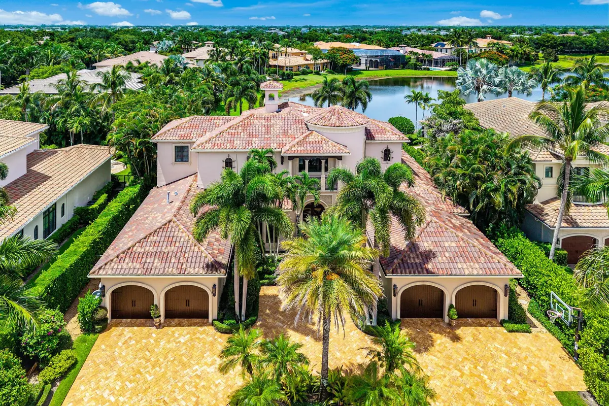 Aerial Front at 9253 Este Lago Drive, Boca Raton