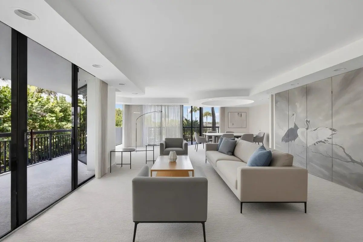 Living Room AI enhanceded at 3140 S Ocean Boulevard 101 S, Palm Beach