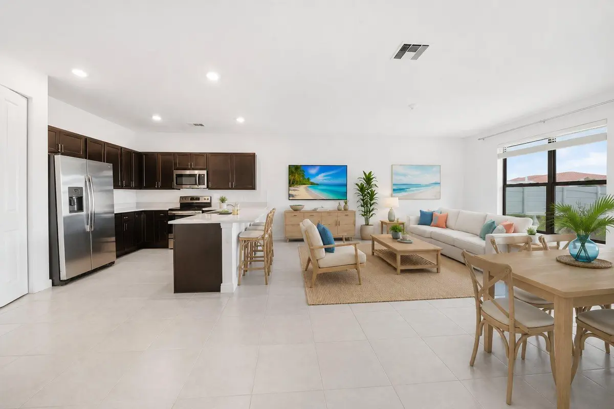 Kitchen & Living Room (AI Staged) at 2004 Sugar Maple Drive, Riviera Beach