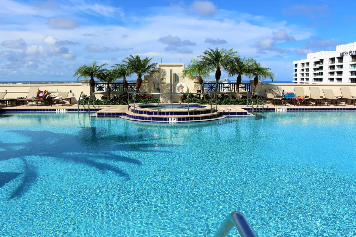 Expansive Pool w Ample Lounge Spots at 701 S Olive Avenue 823, West Palm Beach