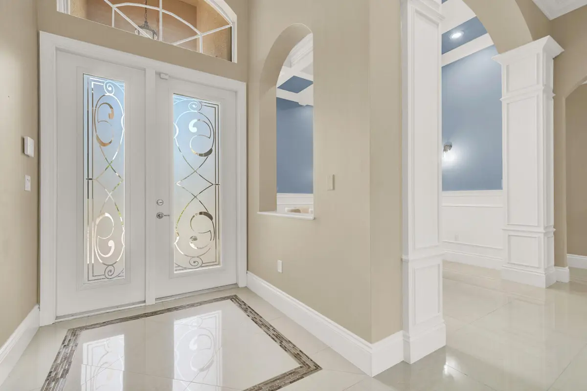 Foyer - Etched Glass Doors at 10469 Whitewind Circle, Boynton Beach