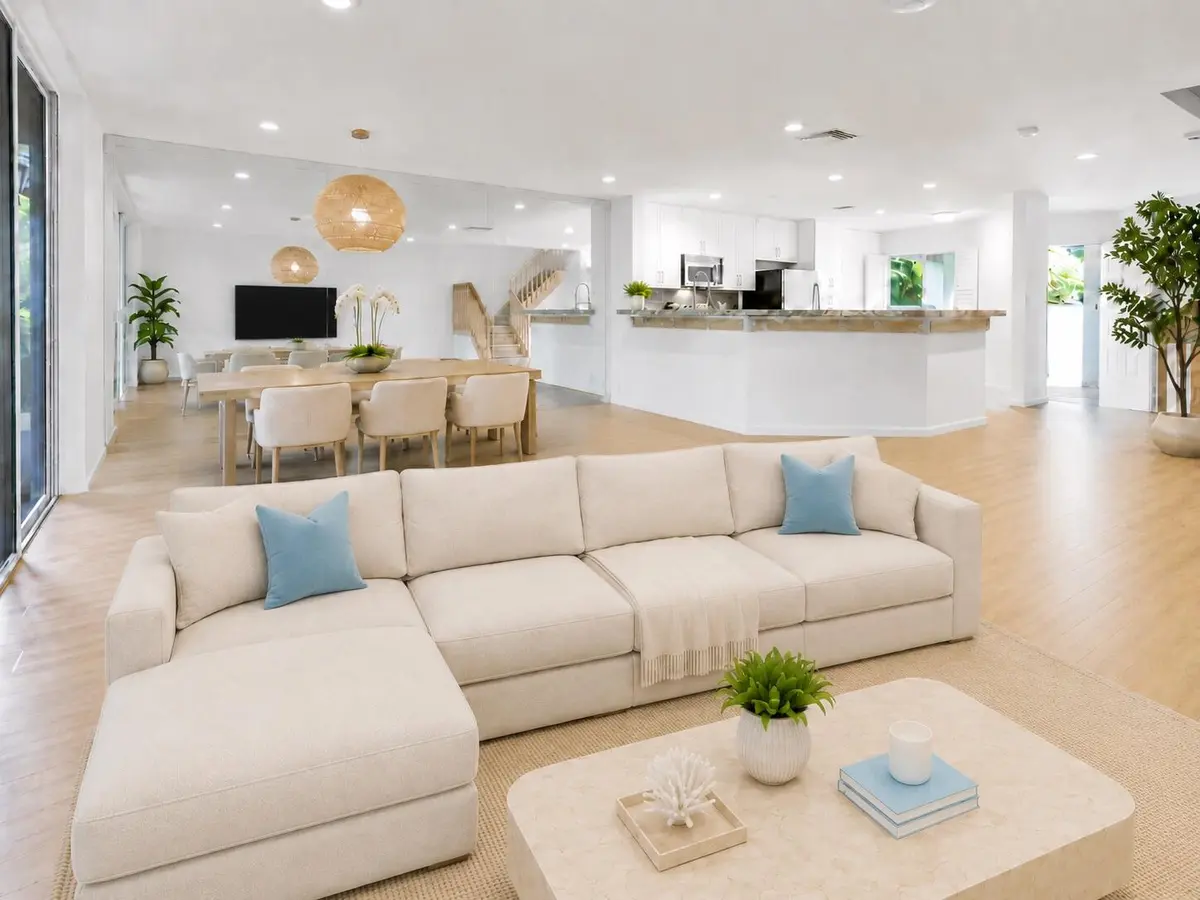 Virtually Staged Living/Dining at 6191 Old Court Road 806, Boca Raton