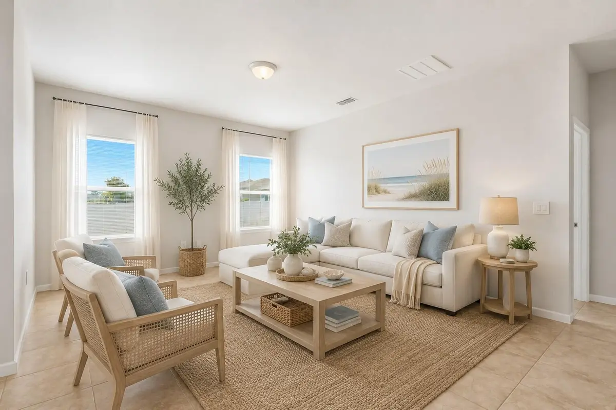 Living room STAGED at 6640 Canterbridge Drive, Vero Beach