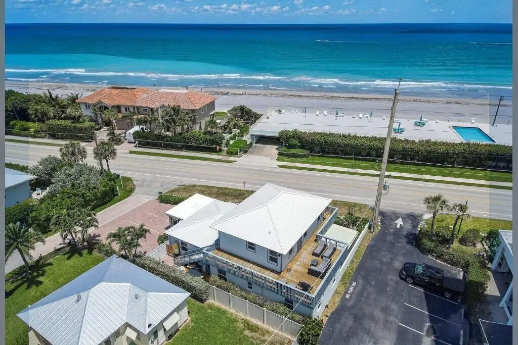 Aerial View of House & Beach at 941 Ocean Drive, Juno Beach