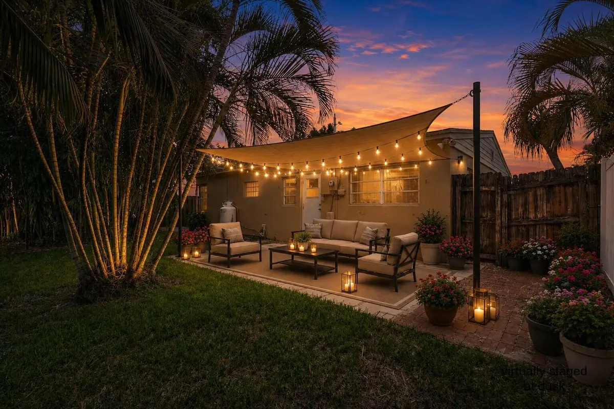 Patio dusk at 5432 NE 4th Terrace, Oakland Park