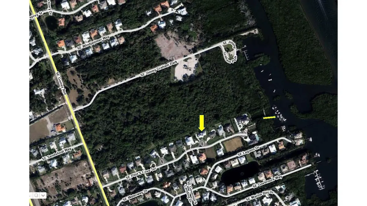 Arial - House and Dock at 8289 SE PILOTS COVE Terrace, Hobe Sound