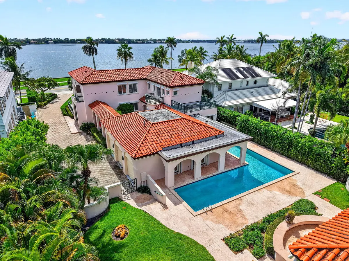 Stunning aerial view, waterfront setting at 5011 S FLAGLER Drive, West Palm Beach