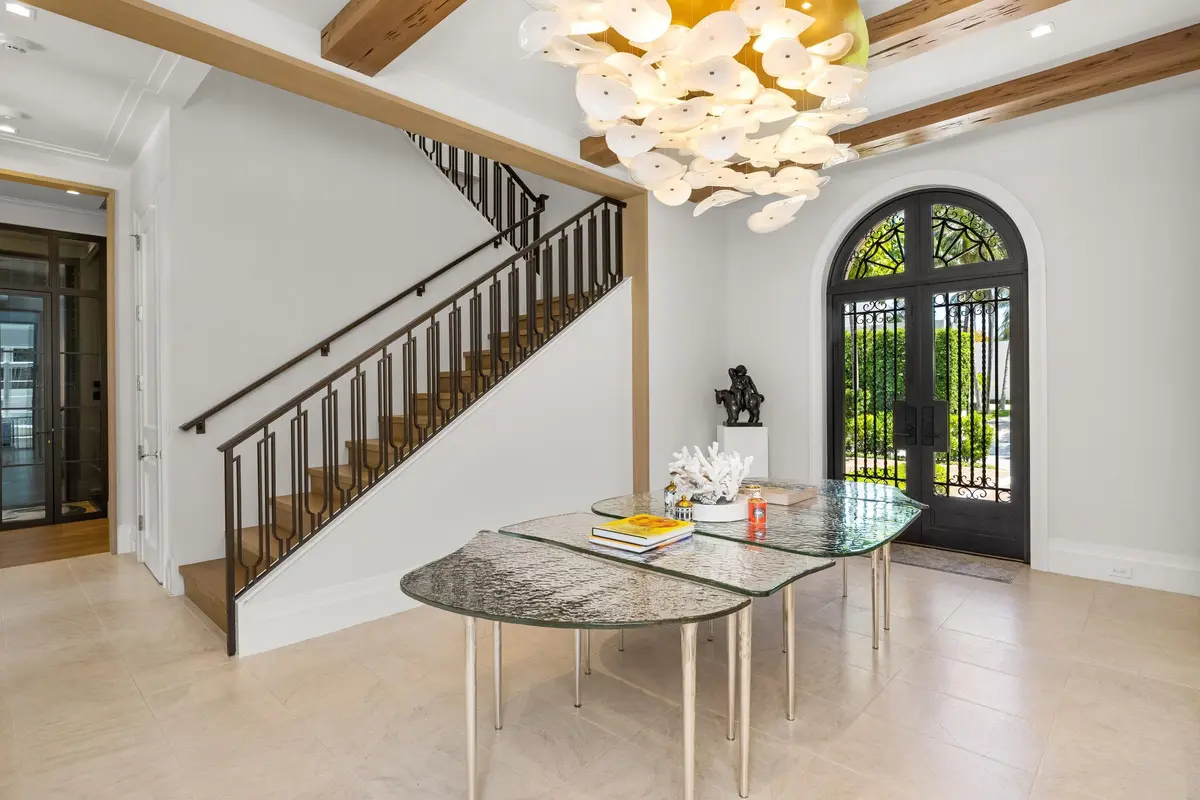 Foyer to Staircase at 220 Jungle Road, Palm Beach