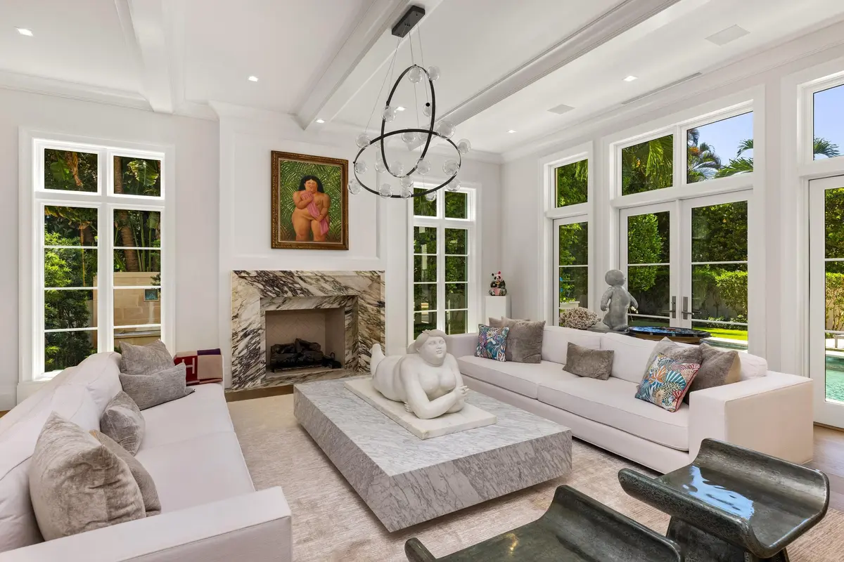 Living Room at 220 Jungle Road, Palm Beach