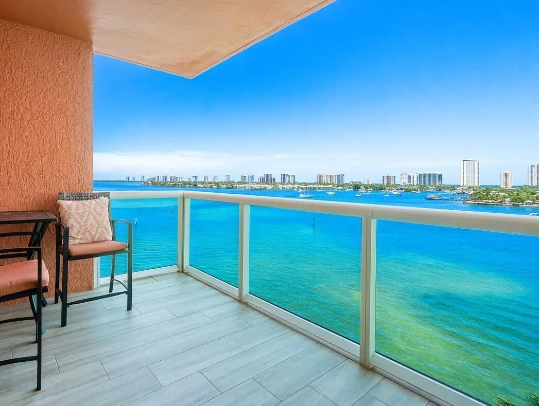 spacious waterfront balcony at 2640 Lake Shore Drive 711, Riviera Beach