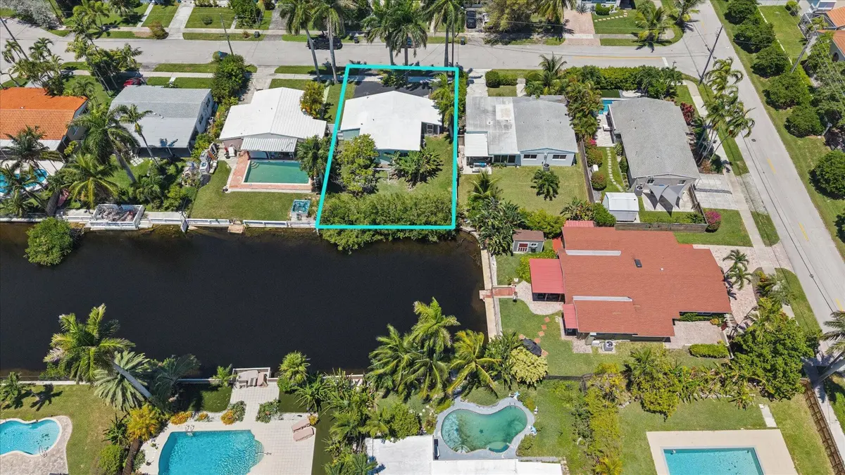 Drone View looking down at property and at 1158 Grant Street, Hollywood